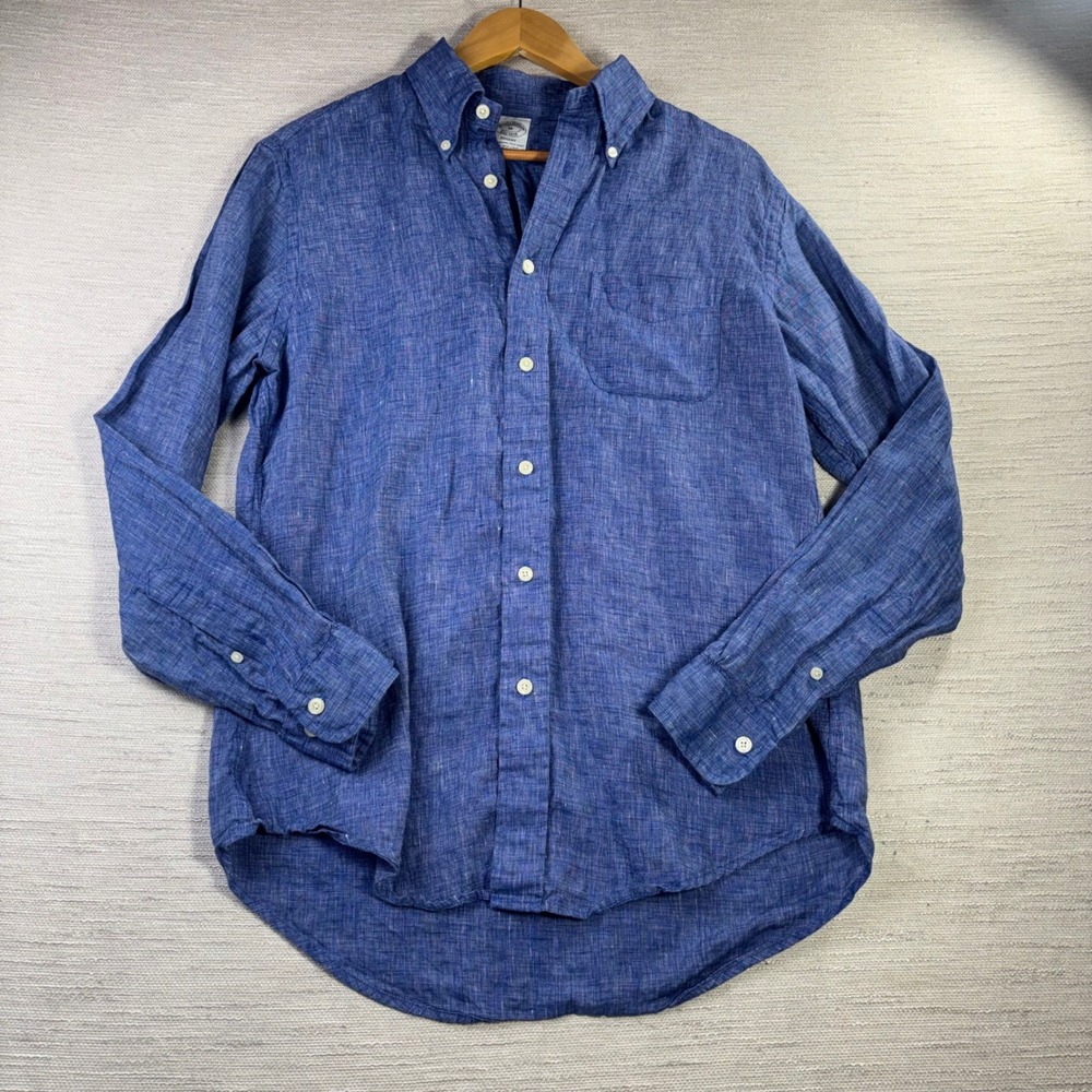 Brooks Brothers Regent Baird McNutt Irish Linen Shirt Blue Mens Medium